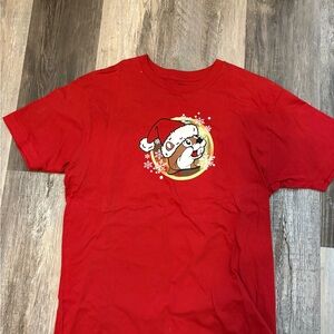Red Short Sleeve Women's Tee with Santa Design